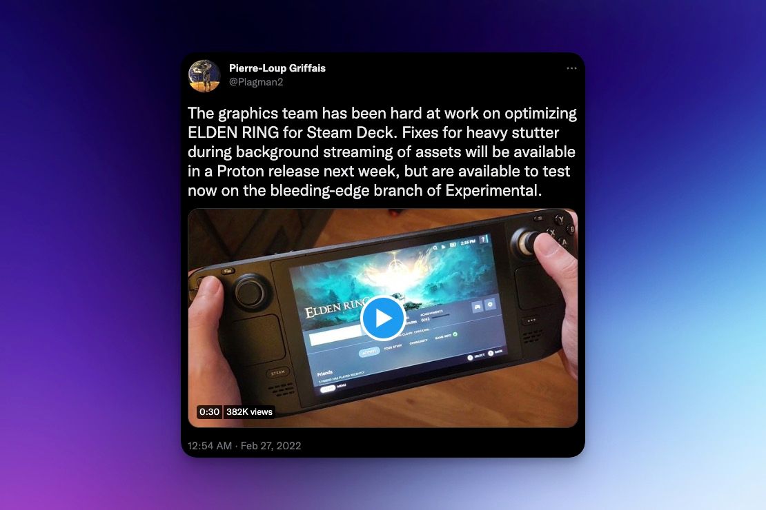 Elden Ring on Steam Deck will get a fix for “heavy stutter” this week