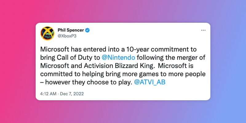 Phil Spencer on Twitter - Call of Duty on Nintendo