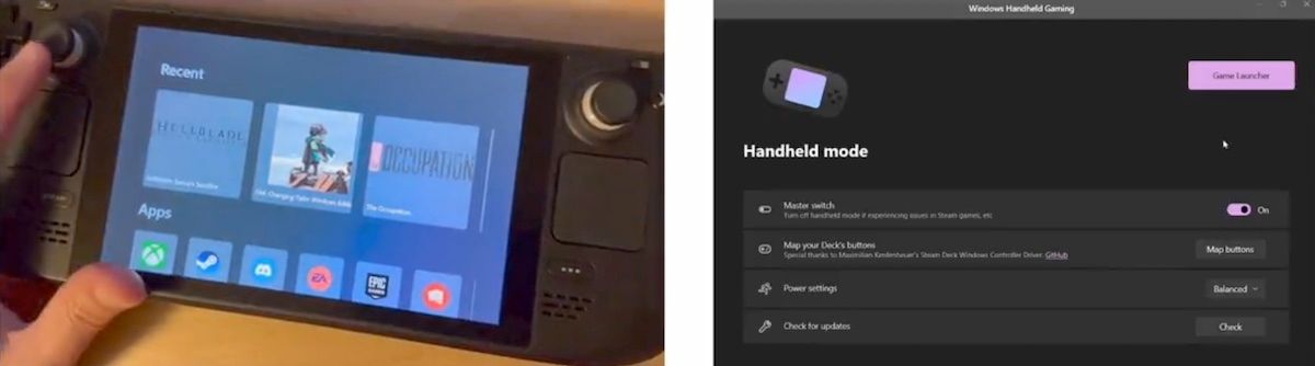 Windows Handheld Mode on Steam Deck