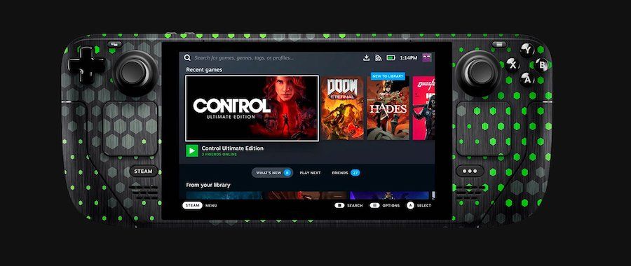 Razer's Green Hex Camo skin for Steam Deck