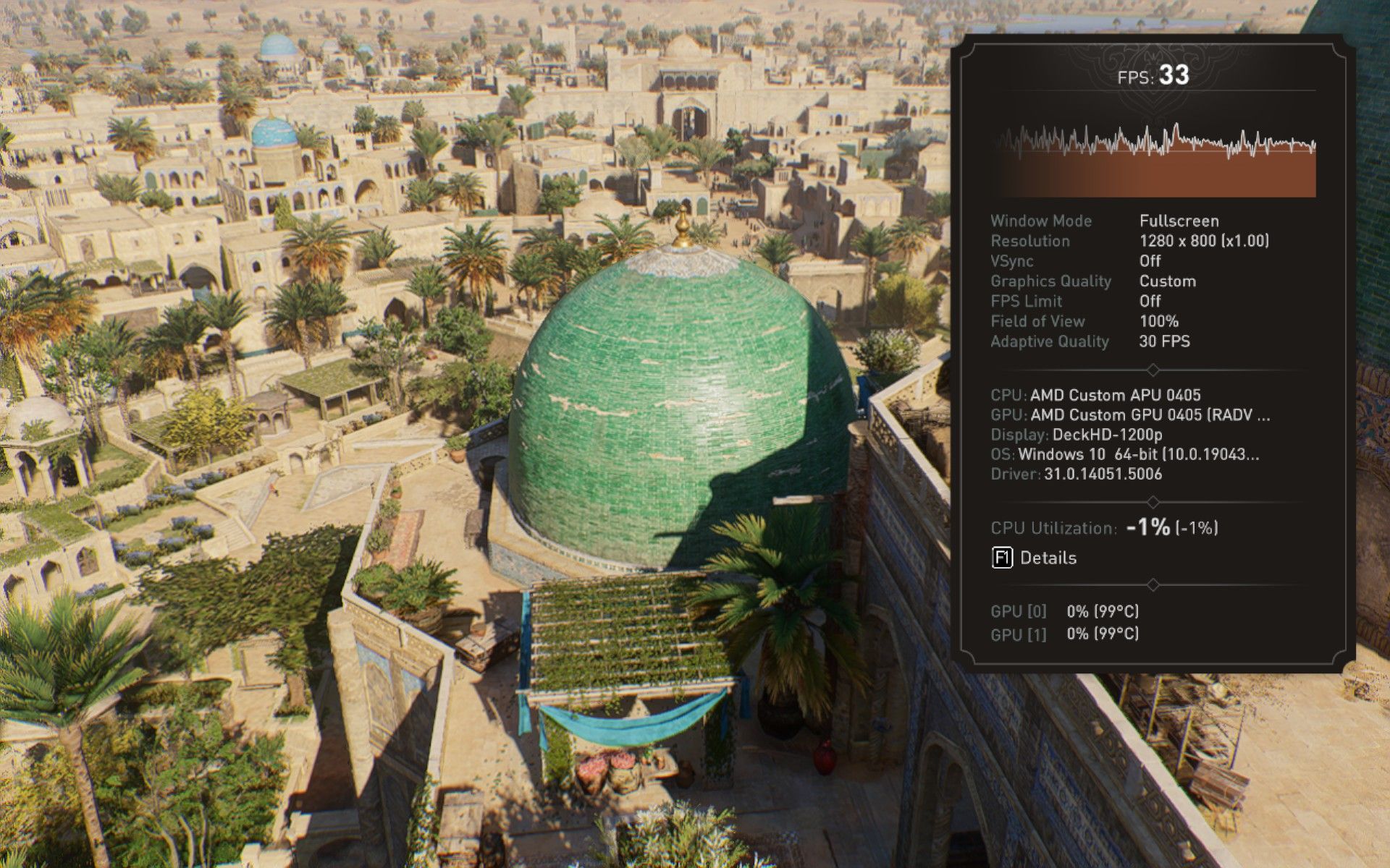 Steam Deck  Assassins Creed Mirage. 800P Low - High & Optimal