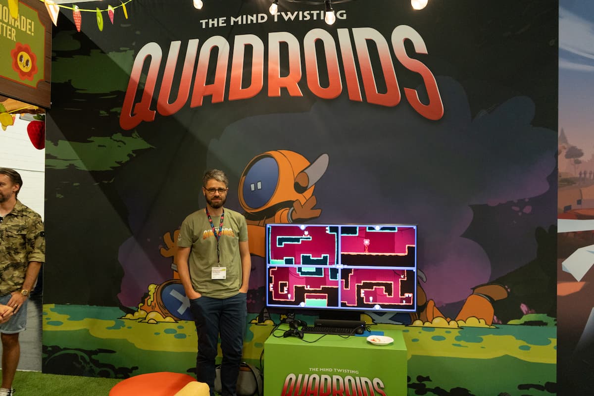 Solo developer of Quadroids Guillaume Crouzille at Gamescom 2023 